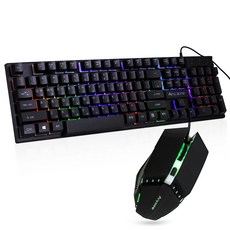 Anyzone 有線電競鍵盤+鼠標套組, 黑色的, KM-8000 U LED（鍵盤），G-110（鼠標）, 一般型