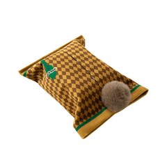 SolRoom 復古布料輕便面紙盒, 黃色, 1個