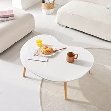 I CAN COMPANY 豆形LPM實木腳茶几, 白色