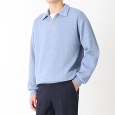 GG BLACK 男士 Anthony 柔軟寬鬆版型翻領半拉鍊大尺碼針織衫