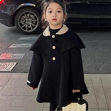 Uvely 女童芒魯斗篷A字型毛呢大衣