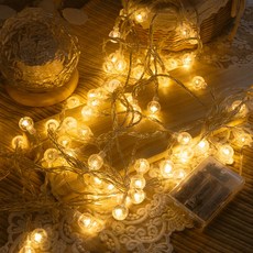 Luaz LED 線燈串 露營 泡泡 櫻桃燈泡 AA電池款 40顆燈泡 6m, 1個, 燈泡色