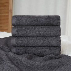 fromcotton 羅紋毛巾 110g 30支棉紗, 5個, 黑灰色