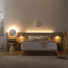 리바트 에스테틱 침대 프레임 단품 방문설치, 오이스터 셸 골든 샌드(내추럴 애쉬)