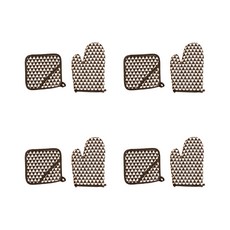 方格微波爐和烤箱手套 4入+隔熱墊 4入, 3型, 1套