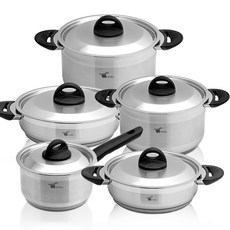 CROBELL Royal電磁爐適用3層304不鏽鋼湯鍋 5件組, 混色, 邊16cm+羊膜20cm+羊膜24cm+火鍋20cm+火鍋24cm