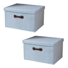 EVER HOUSE 可折疊手提布質收納整理箱, 淺藍色, S(35 x 28 x 18 cm), 2個