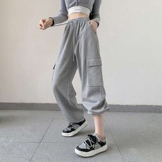 Raratina 女款 Ruano 鬆緊腰寬版工裝抽繩運動褲