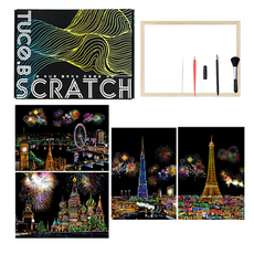 TUCO.B A4刮刮畫紙畫框組, 世界煙火, 1個