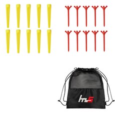 NAYASTYLE 塑膠高爾夫長釘 10p + ABS高爾夫長釘 10p + 球袋組 GFYp-185-3 + 172-3PU, 混合色