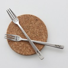 ssueim 微笑圖案甜點叉, 銀色, 1組