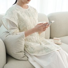 EmonG 法式印花媽媽圍兜圍裙 薄荷綠, 1個