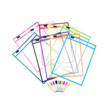 書寫可擦式防水PVC透明文件夾 06 C 10張入, 1套, 混合顏色