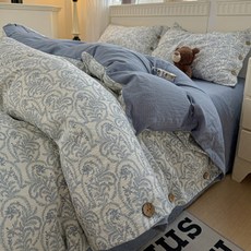 언헤브 플라워 이불커버, B 인디고