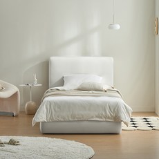 스칸디아 더스테이 호텔 패브릭 헤드형 침대 프레임 + 파워 본넬스프링 매트리스 세트 방문설치, 라이트그레이(프레임), 아이보리(매트리스)