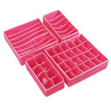 마켓플랜 다용도 속옷 정리함 4종 세트, 핑크, 1세트