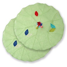 happytool 樹葉苧麻拼布餐桌罩 淺綠色, 2個