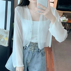 LUNA GIRL 女性用Fluerun透膚開襟衫 L24SMC031513