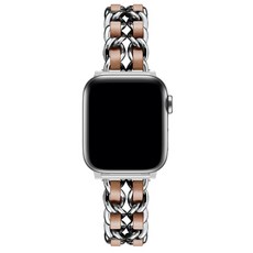 WOMENS9999 智慧手錶經典鍊條錶帶 38/40mm, 棕色 + 銀色(鍊條)