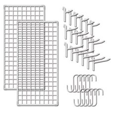 Youngjinangle 網格柵欄 2p + S型掛鉤 10p + 掛鉤 18p, 白色 + 銀色, 1套
