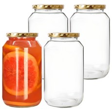 京城生活科技 圓形玻璃瓶, 850ml, 4個