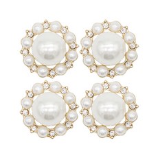 東大門鈕扣王金屬高級水鑽鈕扣立體珍珠18mm, 金色, 4個