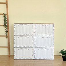 버츄나인 프라임 컨테이너 3x2단 수납장 + MDF 상판 세트, 아이보리