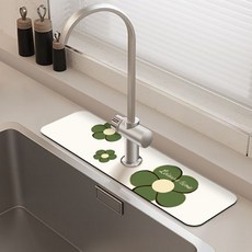 Deisoy 矽藻土浴室廚房基本水龍頭墊 61 x 14 厘米, 01 綠花, 1個