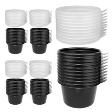 圓形半碗粥容器 飯湯容器 550 黑色 50入 + 半透明蓋 50入 套組, 1套