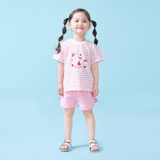 키즈꼬모 아동용 통기성 체리코코 반팔 상하의 세트