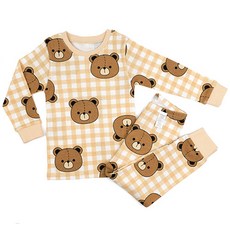 Maykids 孩童30支棉熊熊印花縮口長袖長褲套裝