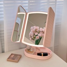 韓系3色調光LED化妝燈 充電款, 寶貝粉