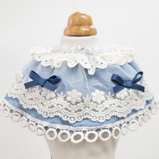 狗媽媽寵物牛仔蕾絲斗篷S~SM, 1個, 藍色