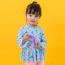 GOING KIDS 女童圖案印花長袖防曬泳衣