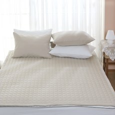 gBEDDING Dessert素色超細纖水洗絎縫薄墊, 杏仁白色