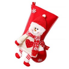 MODACore 摩達客 超可愛紅心毛線雪人 聖誕襪, 紅白色, 1個