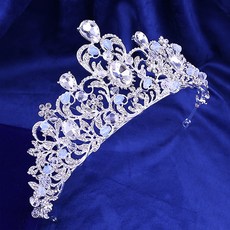 Luna Glam 水晶愛心造型婚禮皇冠 WC927, 1個, 銀白色