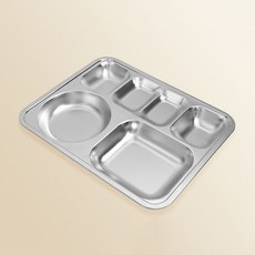 DIO2 304不鏽鋼方形4格高級餐盤, 銀色, 1個
