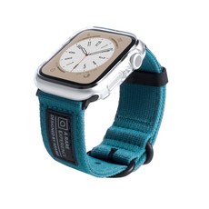 araree Apple Watch 相容柔軟編織錶帶 41mm + 透明保護殼組合, 綠色(錶帶)