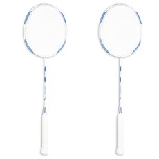 Smax Korea 碳纖維羽球拍 2入 + 球拍袋 + 握把布 2入 組 (藍白款), 1組, 單品