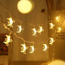 Quardi LED露營室內裝飾燈串 星星月亮閃爍 30燈 3m, 黃光色, 1個