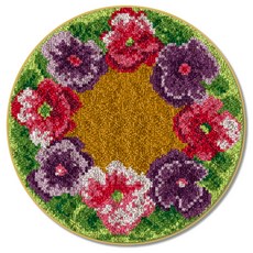 圓形地毯地墊 DIY 鉤針刺繡套組 英文版 白色印刷網格, 1套, NO 05