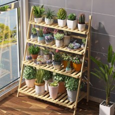 굿즈틱스 대나무 접이식 화분 선반 꽂이, 4단