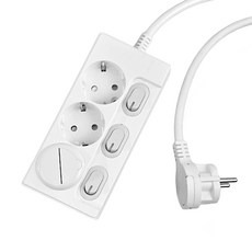 One Stop Zero Gap個別開關超薄扁型延長線 3孔 16A, 1m, 1個, 白色