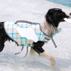 Wavy Days 狗狗粉彩格紋救生衣, 1個, 藍色