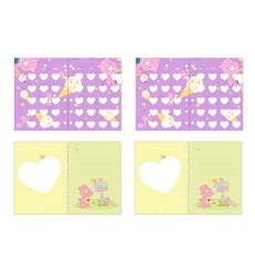 Care Bear 迷你 6 孔筆芯鑲嵌月度 Love Pop 2p + Pastel Memo 2p 套裝, 16張