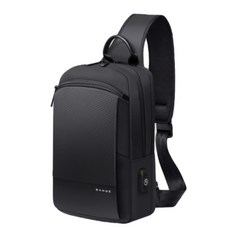 BANGE BNG男款斜背包輕便身體包休閒斜背包 B#B004, 黑色