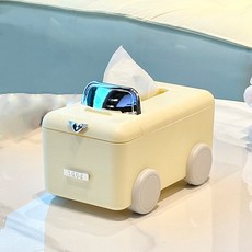 Mabsoshop 噗噗車居家裝飾方形面紙盒 YK111, 黃色, 1個