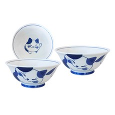 Mike小貓圖案陶瓷麵碗, 混色, 2個