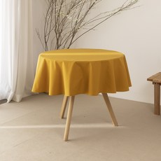 코티지 빈티지 순면 감성 광목 원형테이블보, 골드옐로우, 120cm, 1개